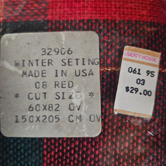 VTG 1960s Vera Bradley Holiday Settings Tartan Plaid 60" x 82" Table Cloth Red - Picture 6 of 6